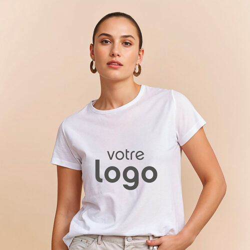 T-shirt mixte Roly® – Blanc recto verso