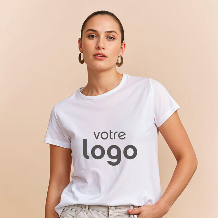 T-shirt mixte Roly® – Blanc recto verso