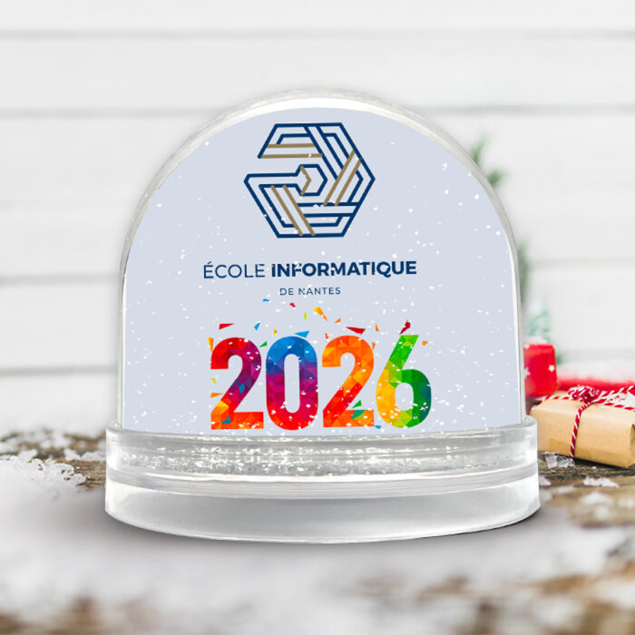 Alternative view of Boule à neige personnalisable - Année 2026 avec votre logo