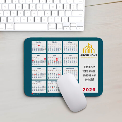 Tapis de souris rectangulaire - Calendrier <br> <strong>  23,4 x 19,1 cm </strong> – Image 2