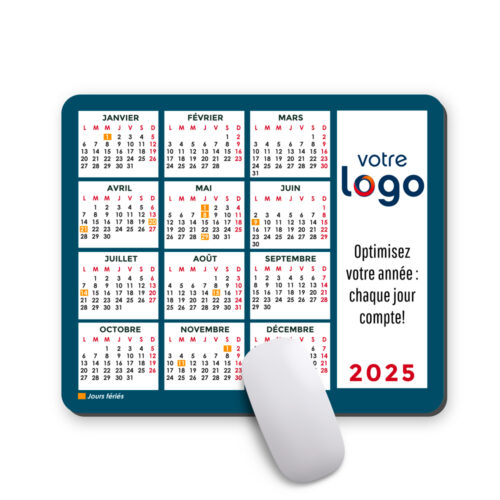 Tapis de souris rectangulaire - Calendrier <br> <strong>  23,4 x 19,1 cm </strong>