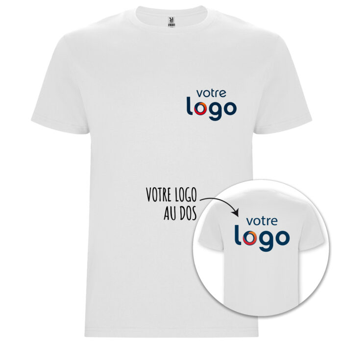 T-shirt mixte Roly® – Blanc recto verso