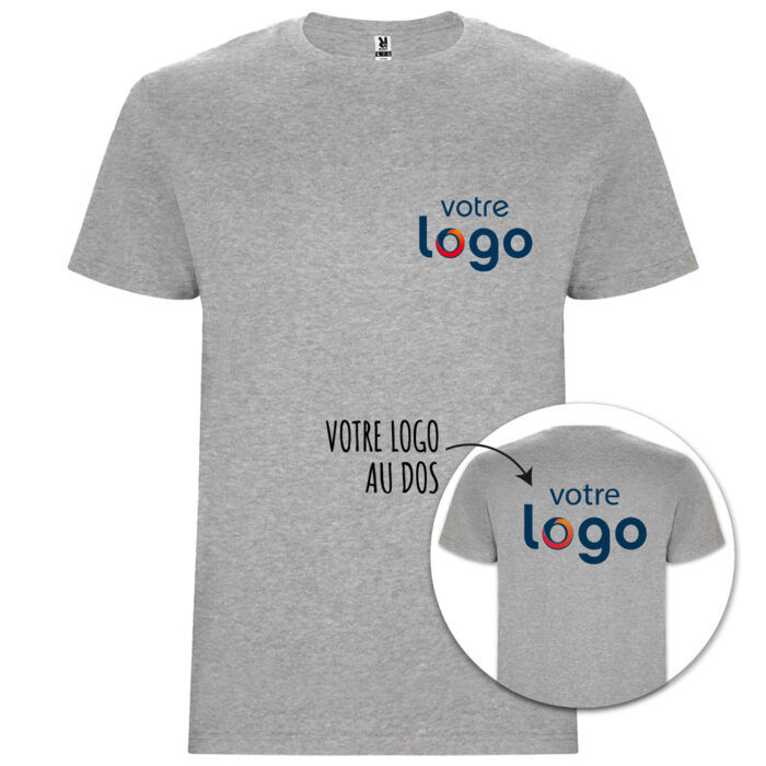 T-shirt mixte Roly® – Gris recto verso