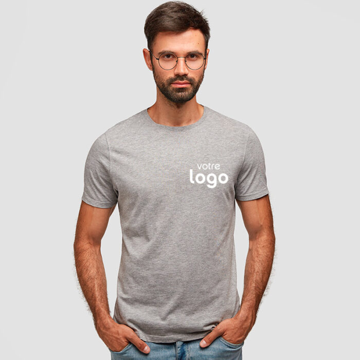 T-shirt mixte Roly® – Gris recto verso