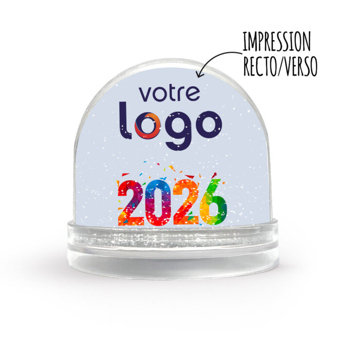 Boule à neige personnalisable - Année 2026 avec votre logo